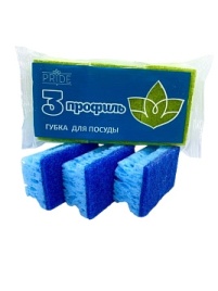Губки для посуды с чистящим слоем 3 шт 8,5*6*4 см Профиль-3