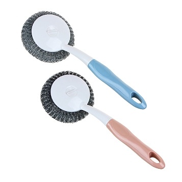 Губка металлическая для мытья посуды с ручкой (цвет в ассортименте) фото 1