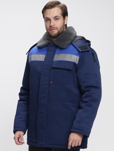 Куртка зимняя для бригадира NEW (тк.Смесовая,210), т.синий/васильковый фото 1