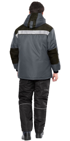 Куртка СИРИУС-КОМФОРТ зимняя, удлиненная темно-серая с черным и СОП фото 2