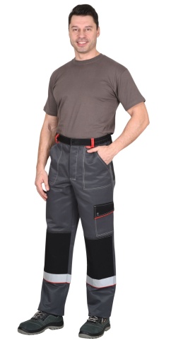 Костюм СИРИУС-ПОЛИНОМ куртка и брюки, т.серый с черным со св.серым и красным, СОП фото 3