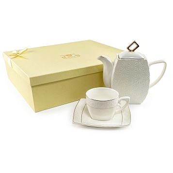 Набор чайный 13 предметов: кружки 230 мл - 6 шт; блюдца 15*15 см - 6 шт; чайник - 1,0 л фото 1