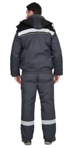 Куртка СИРИУС-ФАВОРИТ кор. т.серая с черным, мех. ворот, СОП 50 мм фото 2