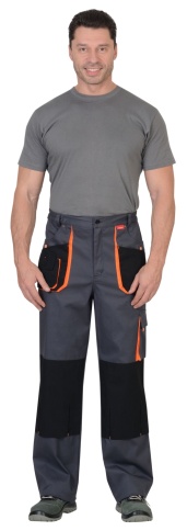 Брюки СИРИУС-МАНХЕТТЕН т.серый с оранж. и черным тк. стрейч пл. 250 г/кв.м фото 1