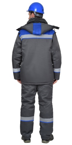 Костюм СИРИУС-РОСТ-АРКТИКА куртка, брюки, т.серый с васильковым и СОП 50 мм фото 2