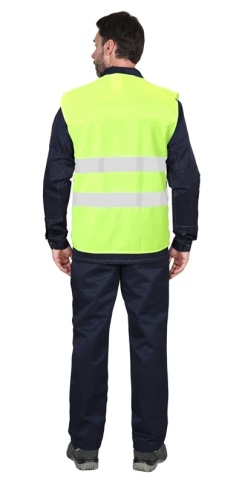 Жилет сигнальный SIRIUS класс 2, 2 СОП (трик.120 гр/м2, карманы) лимонный (ЧЗ) фото 2