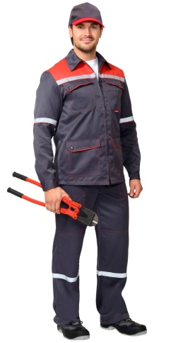 Костюм СИРИУС-МЕХАНИК куртка, брюки серый с красным и СОП фото 1