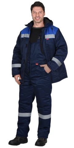 Костюм СИРИУС-РОСТ-НОРД-2 зимний, куртка, п/к, темно-синий с васильковым и СОП фото 1