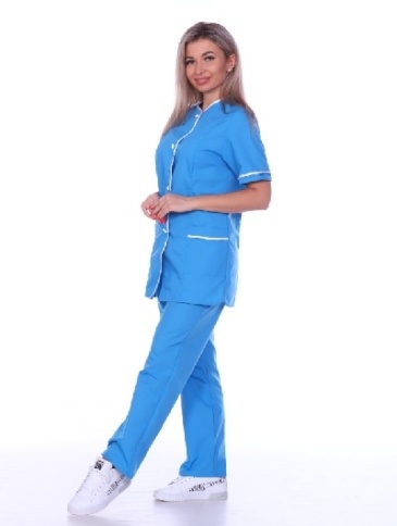 Костюм медицинский гладкокрашеный темно-голубой фото 1