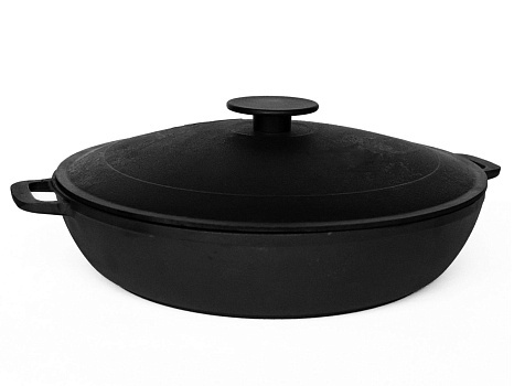 Сковорода-жаровня d-50 см чугунная с двумя ручками фото 1