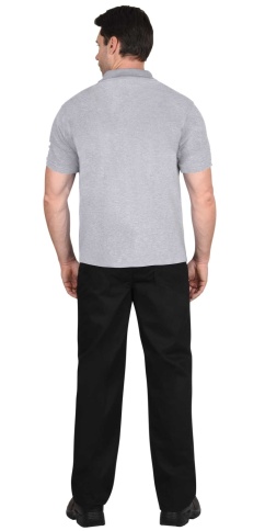 Рубашка-поло меланж серый короткие рукава с манжетом, пл.180 г/м2 (ЧЗ) фото 2