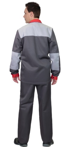 Костюм СИРИУС-АСПЕКТ куртка длин., брюки, темно-серый со светло-серым и красной отделкой фото 2