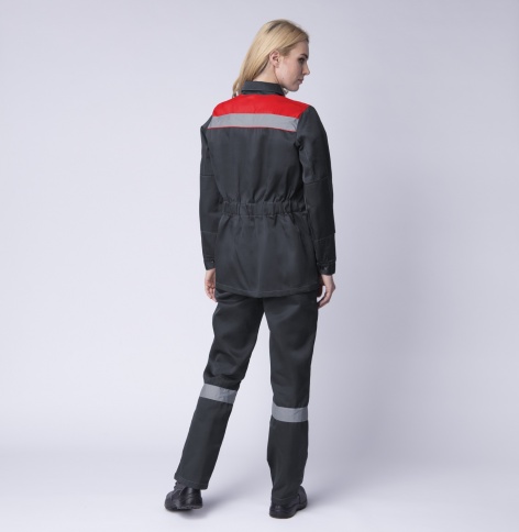 Костюм женский Весна-2 СОП NEW (тк.Смесовая,210) п/к, т.серый/красный фото 2