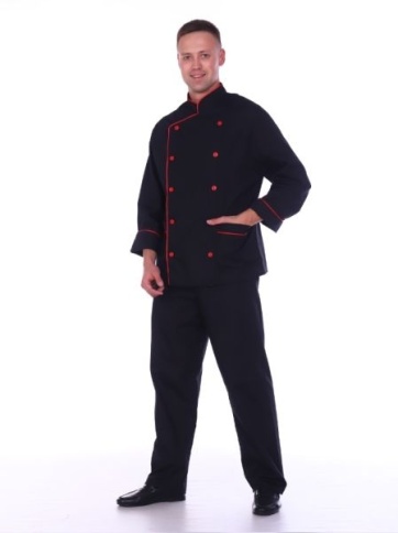 Костюм повара мужской гладкокрашеный черно-красный фото 1
