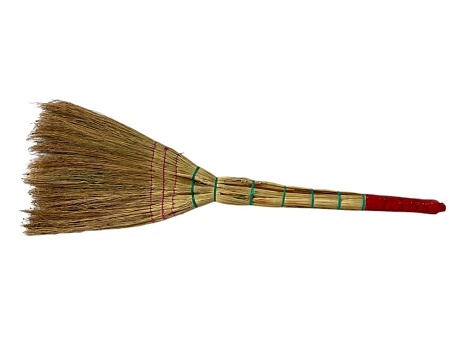 Веник сорго 3-х прошивной большой, ручка в обмотке фото 1