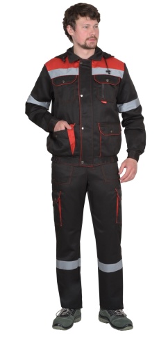 Костюм СИРИУС-ТИТАН куртка, п/к черный с красным с СОП фото 1